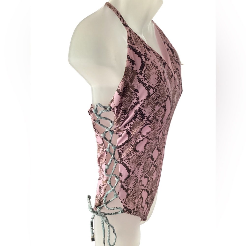 Python Print Side Lace-Up OnePiece S2 - Picture 6 of 11